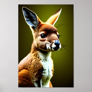Poster kangourou dans l'art numérique portrait nature