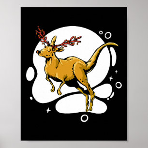 Poster Kangourou de Noël drôle de Renne Australie Hommes