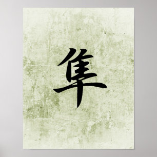 Poster Kanji japonais pour faucon - Hayabusa