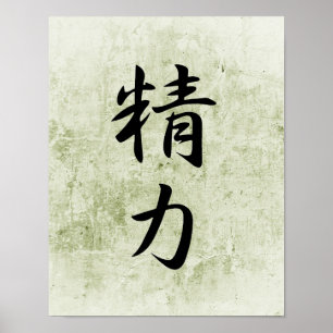 Poster Kanji japonais pour l'énergie - Seiryoku