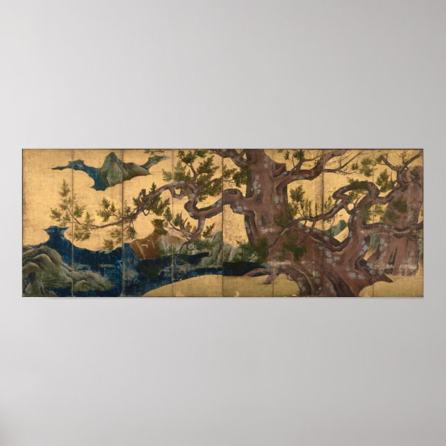 Poster Kano Eitoku Cypress Trees (Devant)