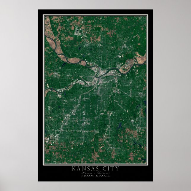 Poster Kansas City Kansas - Missouri Du Satellite Spatial (Devant)