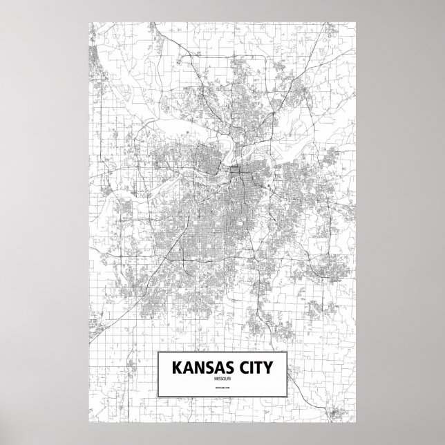 Poster Kansas City, Missouri (noir sur blanc) (Devant)