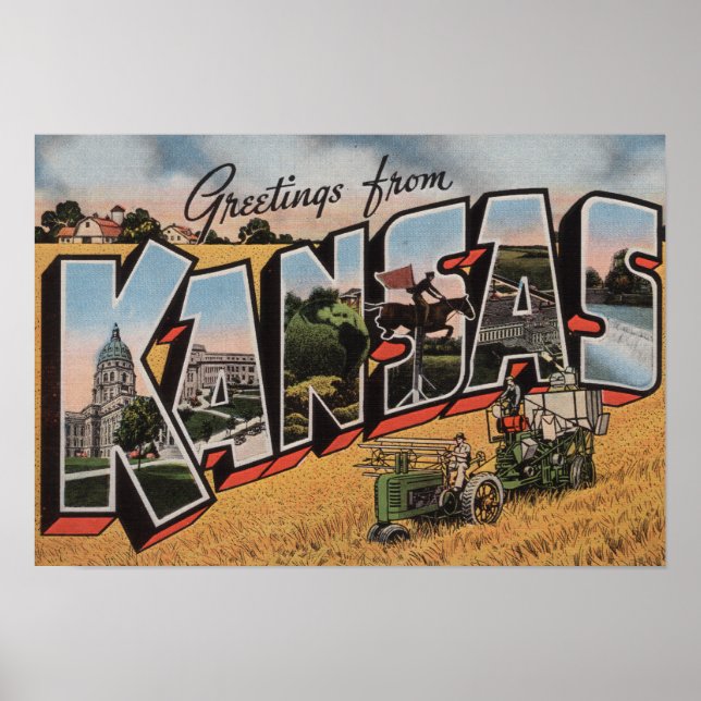 Poster Kansas (Scène de remorquage et de soulier de foin) (Devant)