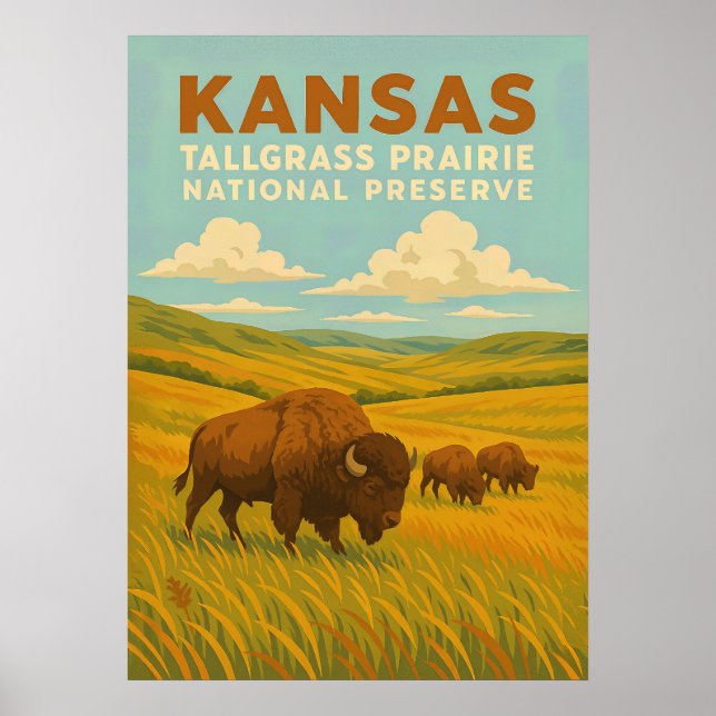 Poster Kansas Tallgrass Prairie Réserve nationale V01 (Devant)