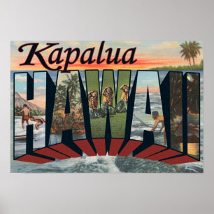 Poster Kapalua, Hawaï - grandes scènes de lettre
