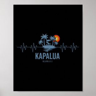 Poster Kapalua Y Hawaii Vintage 80s Coucher de soleil Bat