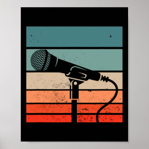 Poster Karaoke Bar Microphone Vintage Chant Soirée