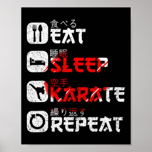 Poster Karaté Arts Martiaux Japonais Soleil Mange Sleep K