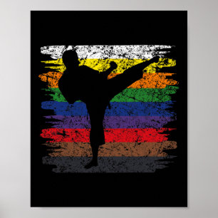Poster Karate Belt Couleurs Silhouette Arts Martiaux Homm