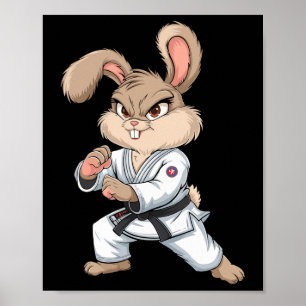 Poster Karate Bunny Arts Martiaux Rabbit Drôle Pour Les E
