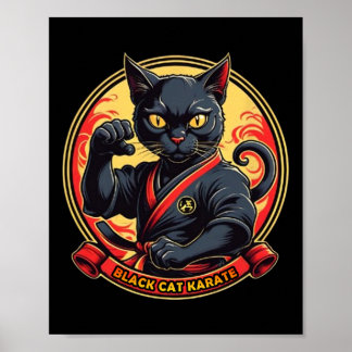 Poster Karaté De Chat Noir Pour Hommes Femmes Enfants