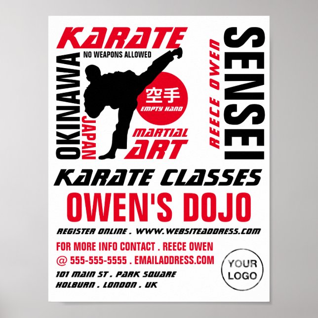 Poster Karate Design, Karate Class Publicité (Devant)