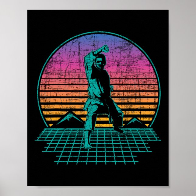 Poster Karate Fighter - Retro Karateka Martial Arts Self  (Devant)
