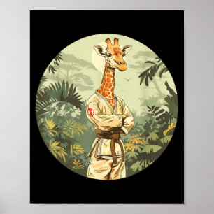 Poster Karaté Girafe Animal Mma Taekwondo Arts Martiaux