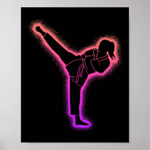 Poster Karate Girl Arts Martiaux Femmes Filles Taekwondo 