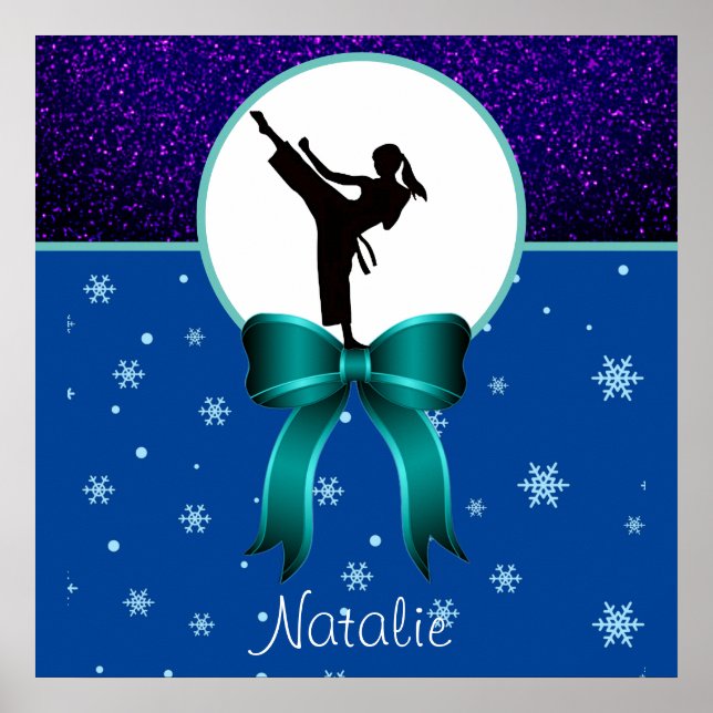 Poster Karate Girls Parties scintillant et Bow Snowflake (Devant)