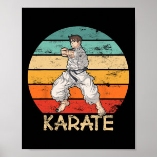 Poster Karate Grunge Design Karate Fighter fait poinçon d