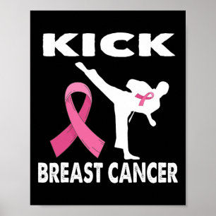 Poster Karate Kick Cancer du sein Sensibilisation rose 1