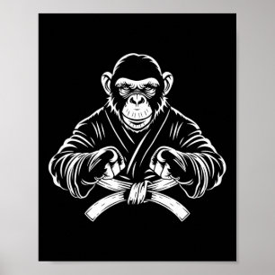 Poster Karate Monkey Dessin Kickboxing Jiu-jitsu Mixed ma