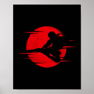 Poster Karaté Shadow Judo Arts Martiaux Japon Kung Fu Tae