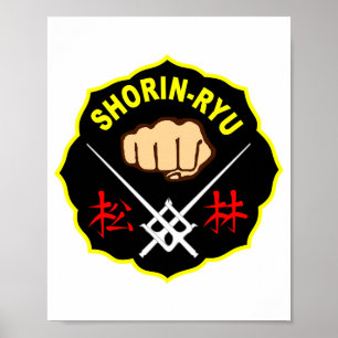 Poster Karate Shorin Ryu Style Matsubayashi Kanji Devant
