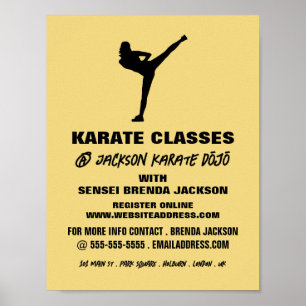 Poster Karate Silhouette, Karate Class Publicité