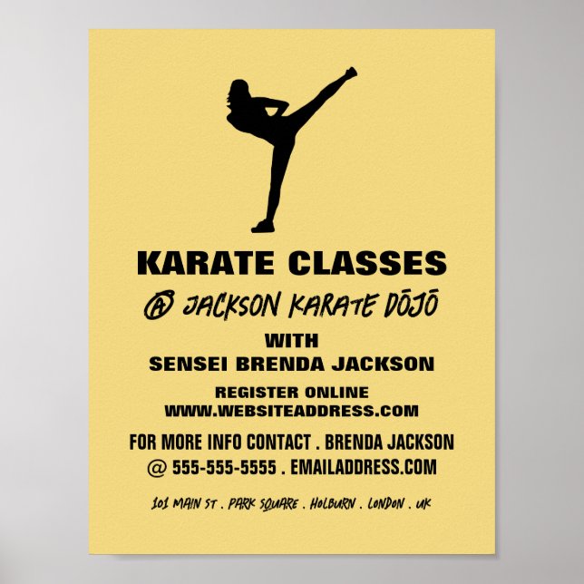 Poster Karate Silhouette, Karate Class Publicité (Devant)