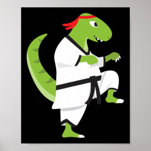 Poster Karate T-rex Cool Mignon Dinosaure Combattant Hall
