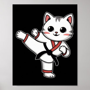 Poster Karate Taekwondo Funny Chat Jiu Jitsu Femmes Fille