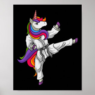 Poster Karate Unicorn ceinture noire Japonais Arts Martia