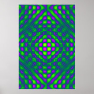 Poster, kariertes Abstract, Türkisgrün, Blau, Pink Poster