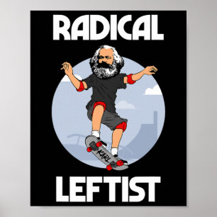 Poster Karl Marx Skateboardant Gauchiste Radical Drôle Ma