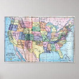 Poster - Karte der amerikanischen Staaten