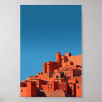 Kasbah au sommet d'une colline marocaine - Art géo