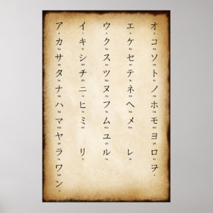 Poster Katakana, De Style Antique Romaji Japonais