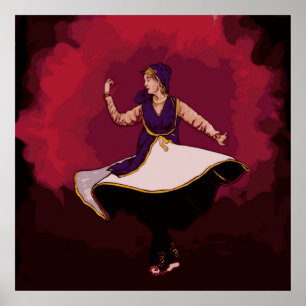 Poster Kathak Dancer - une performance solo en Vector