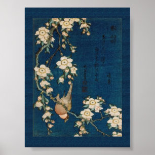 Poster Katsushika Hokusai 葛 飾 北 斎 Goldfinch et Cherry Tre