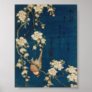 Poster Katsushika Hokusai 葛 飾 北 Goldfinch et Cherry Tree