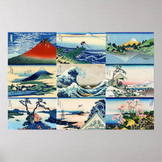 Poster Katsushika Hokusai - Sélection des 36 Vues du Mont