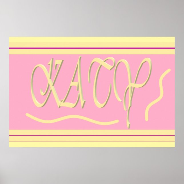 Poster Katy design rose et crème lisse lettrage (Devant)