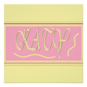 Poster Katy design rose et crème lisse lettrage