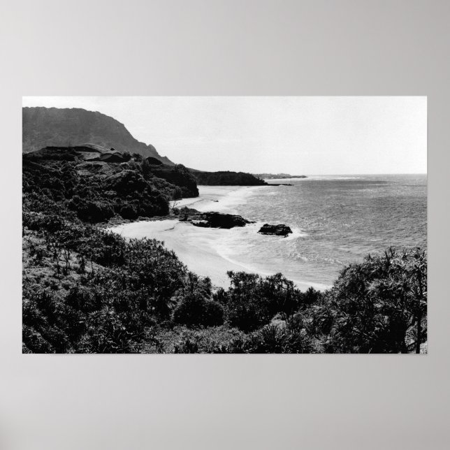 Poster Kauai, Hawaii - Vue sur Lumahai Bay & Beach (Devant)