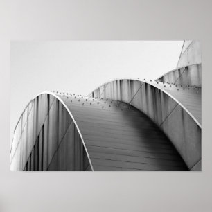 Poster Kauffman Centre Courbes noir et blanc Kansas City