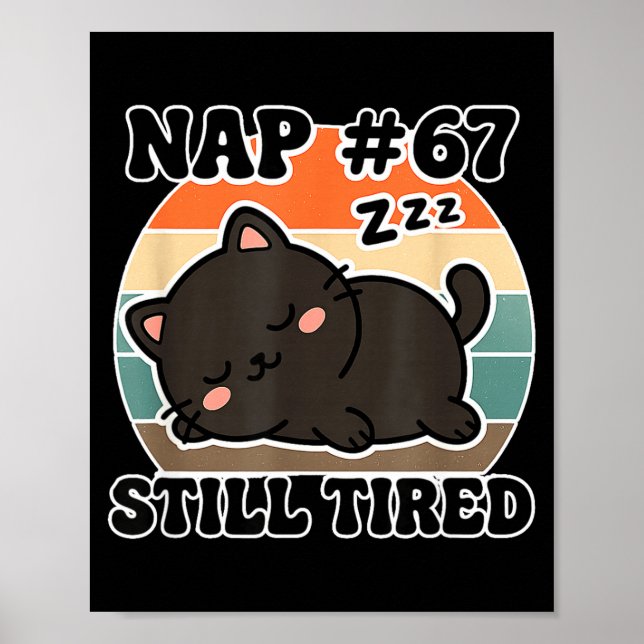 Poster Kawaii Anime Cat Nap 67 Quote 6 7 Meme Graphic Tee (Devant)