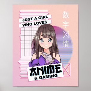 Poster Kawaii Anime Japonaise & Jeux -Vaporwave Anime