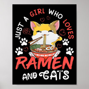 Poster Kawaii Anime Ramen Chat Japonaise Food Girls Offic
