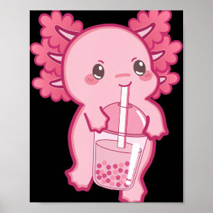 Poster Kawaii Axolotl Boba Bubble Tea Ado fille enfants J