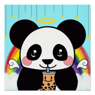 Poster Kawaii Boba Panda Bear
