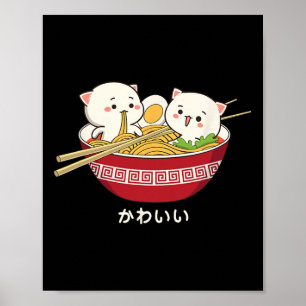 Poster Kawaii Chat Japonais Tokyo Anime Chat Ramen T Shir